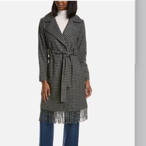 SAM EDELMAN Fringe Wool Blend Wrap Coat Fringe